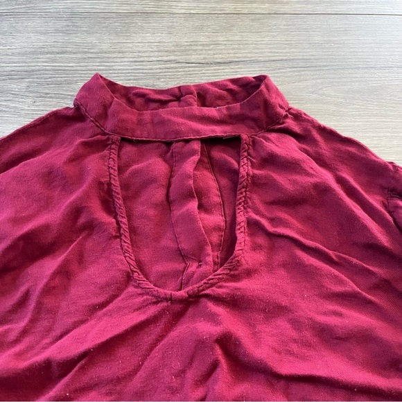 Anthropologie Cloth & Stone Womens Maroon Wine Colored Bell Sleeve Long Size M - Picture 3 of 7